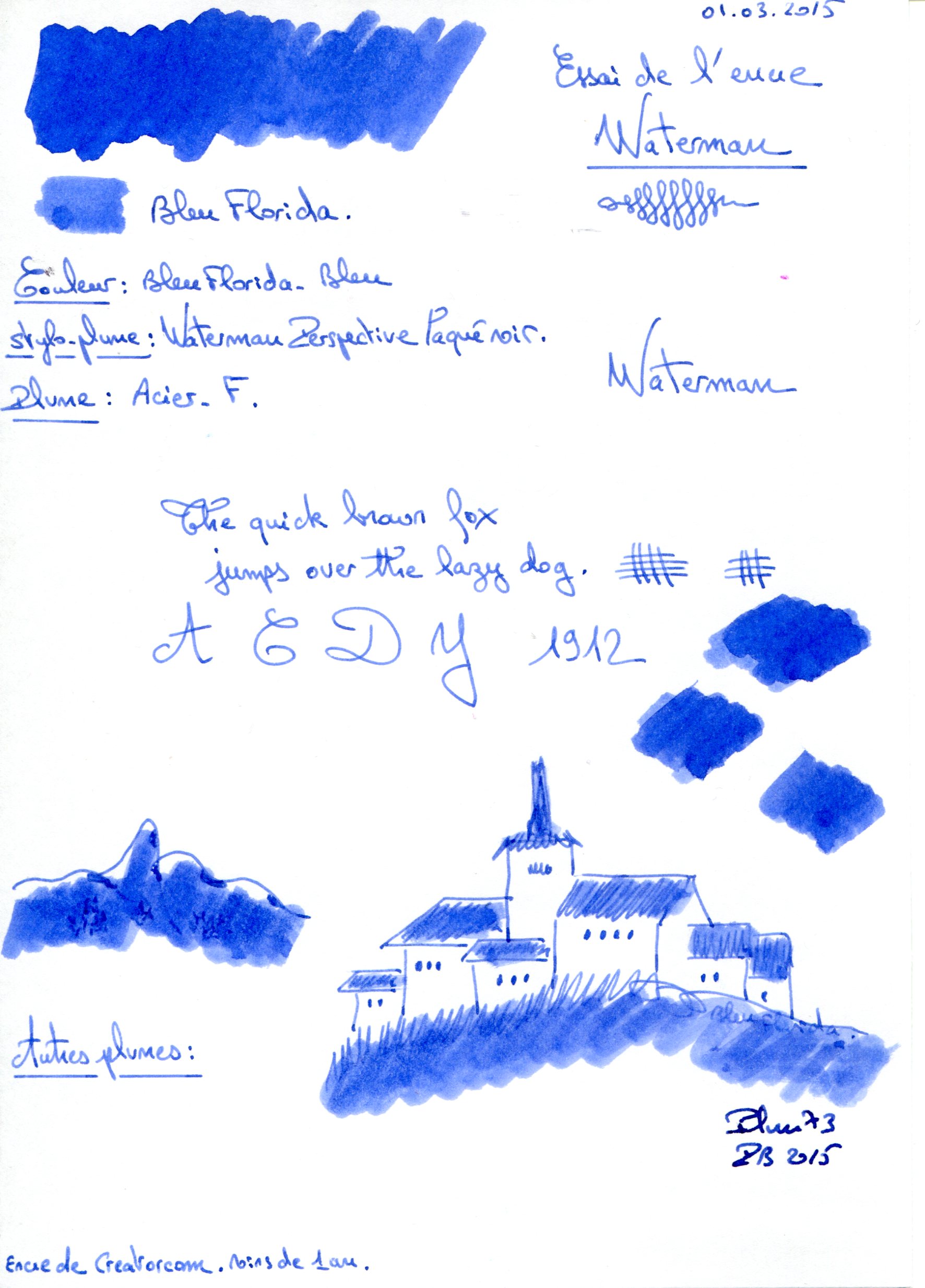 Cartouche d'encre Waterman Courte, Bleu Sérénité