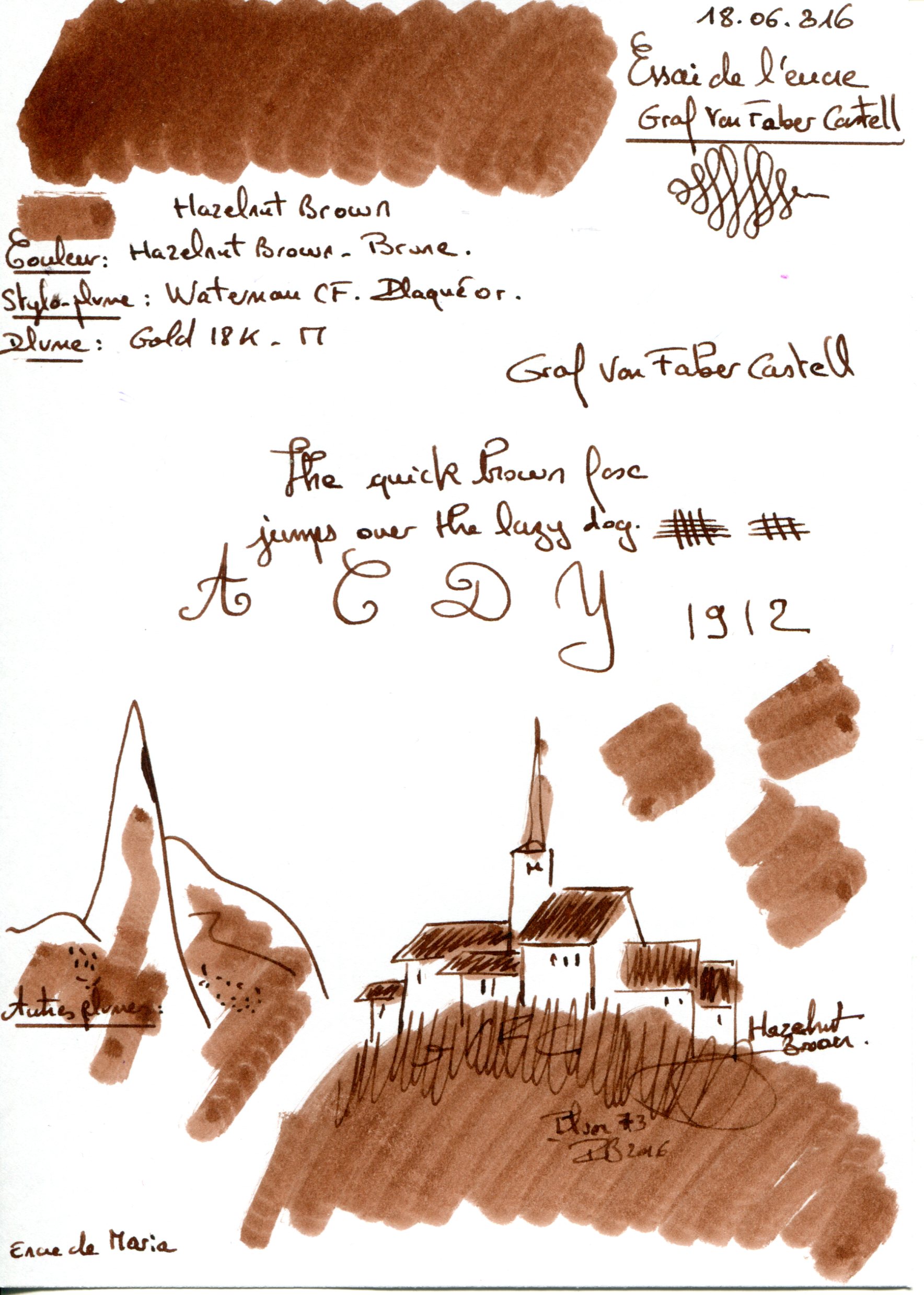 Graf von Faber-Castell Hazelnut Brown (brown): Ink Review - Scrively -  note taking & writing